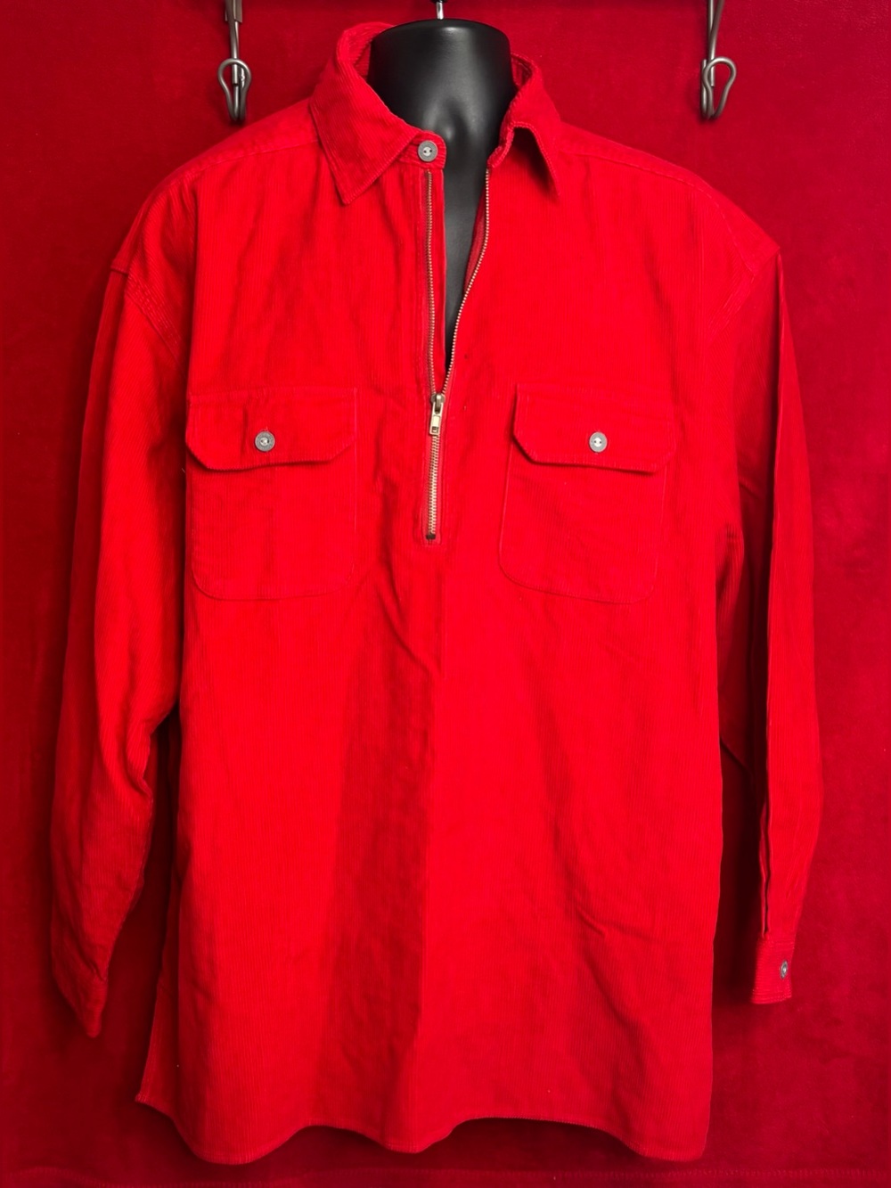 Vintage Marlboro Unlimited Red Corduroy Quarter Zip Pullover NWT Large